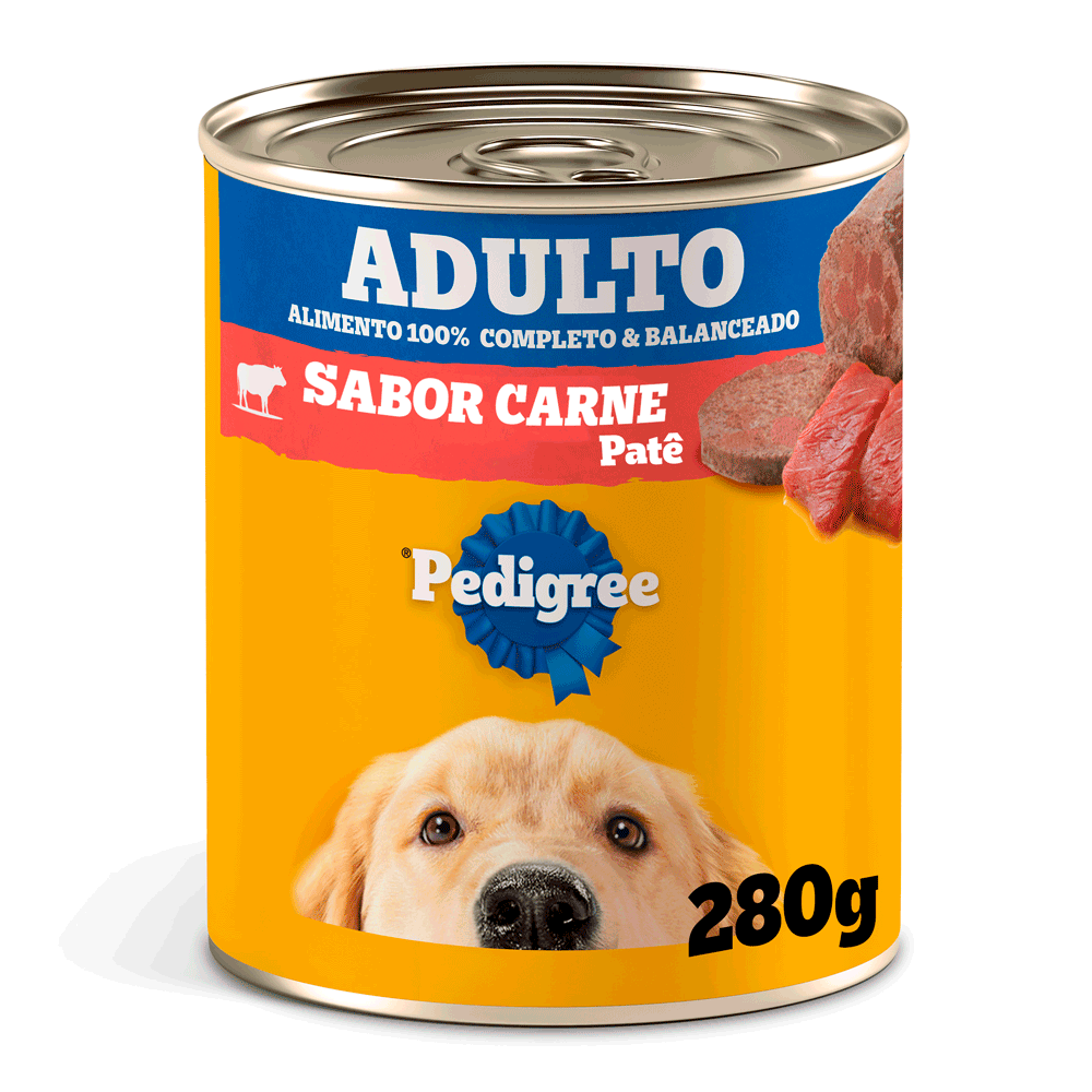 Ração Úmida Pedigree para Cães Adultos Lata Patê de Carne