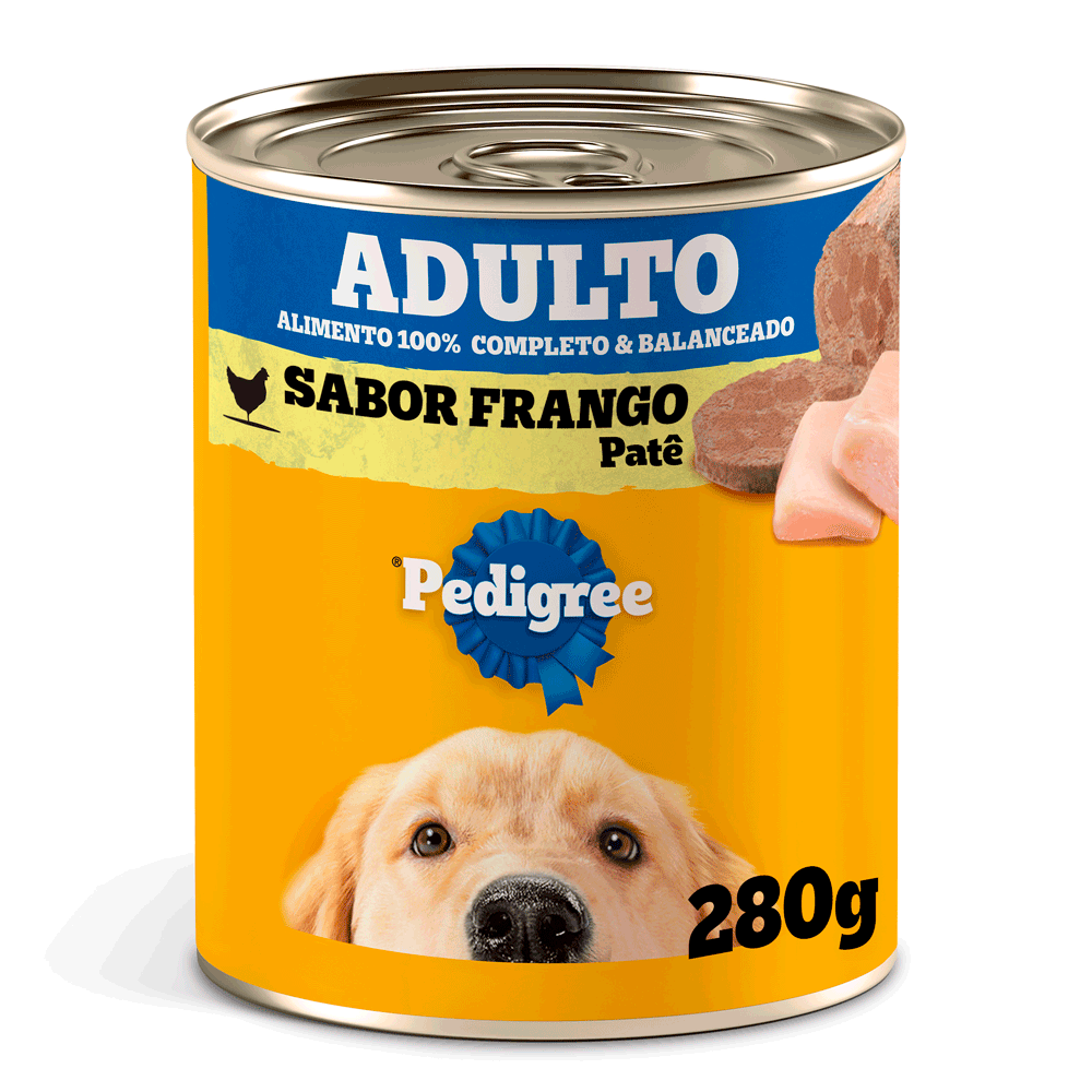 Ração Úmida Pedigree para Cães Adultos Lata Patê de Frango