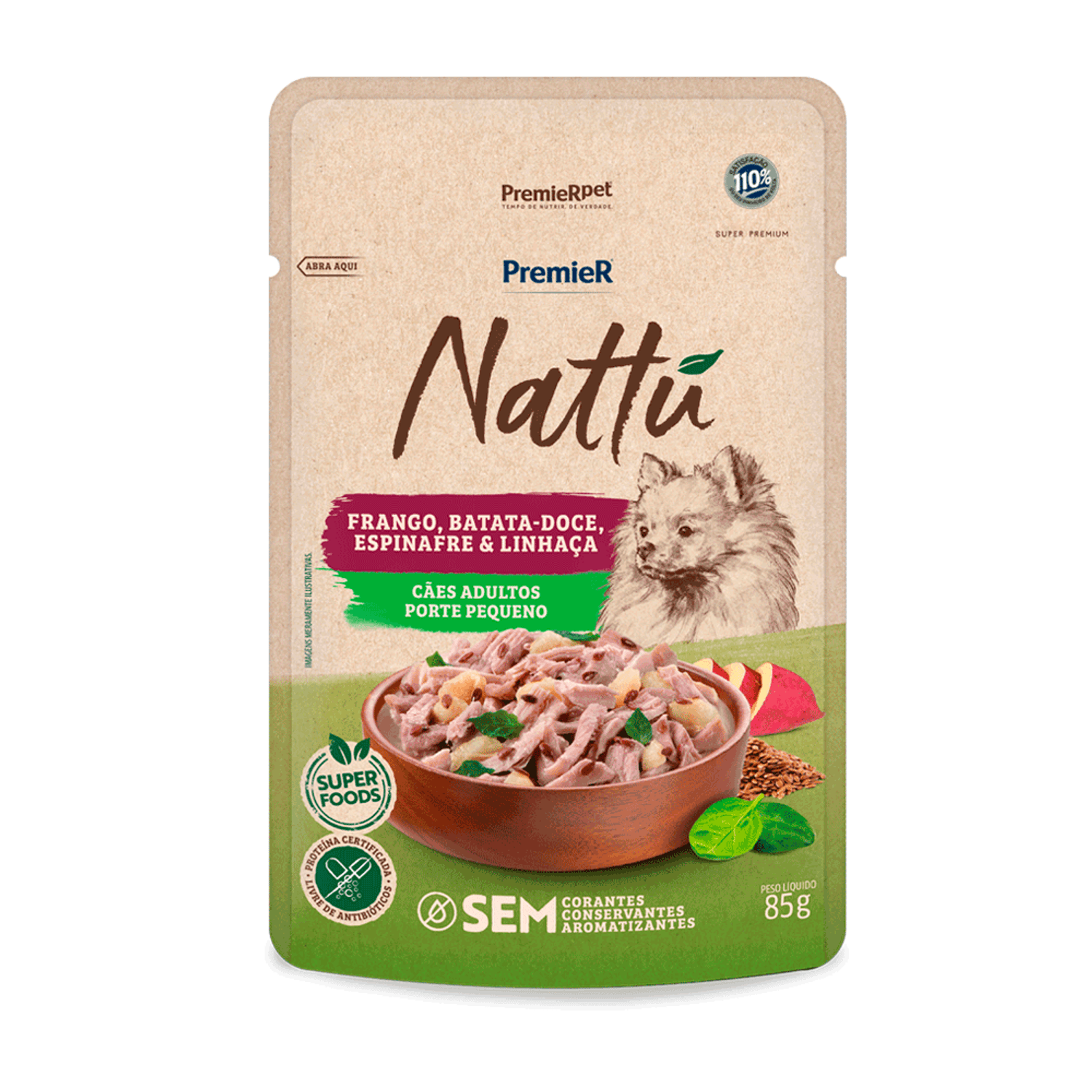 Racao-Umida-Premier-Nattu-Caes-Adultos-Porte-Pequeno-Frango-e-Batata-Doce-85g