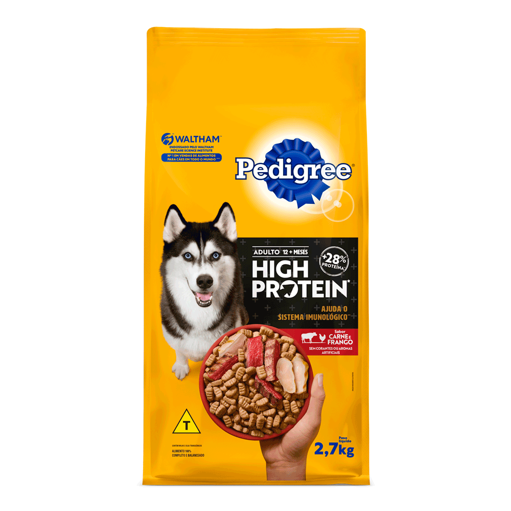 Ração Pedigree High Protein para Cães Adultos Carne e Frango