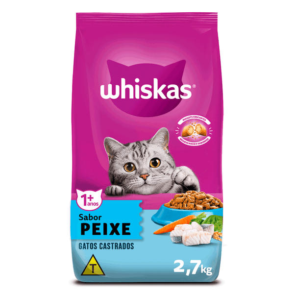 Ração Whiskas Gatos Adultos Castrados Peixe 2,7 kg