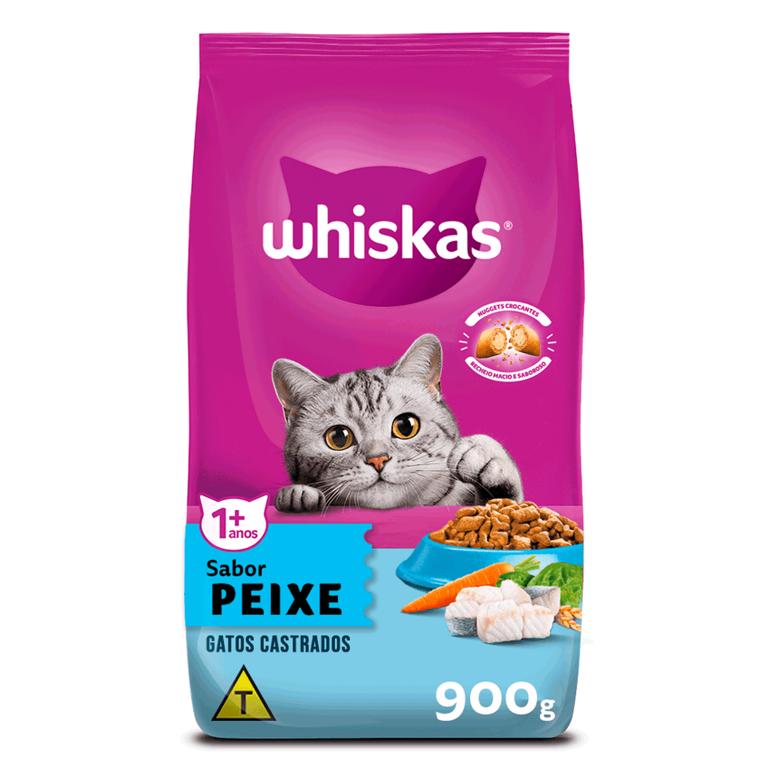 Ração Whiskas Gatos Adultos Castrados Peixe 900g
