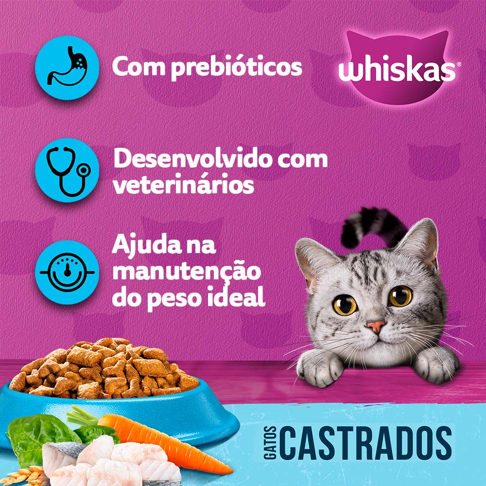 Ração Whiskas Gatos Adultos Castrados Peixe Ração Whiskas Gatos Adultos Castrados Peixe