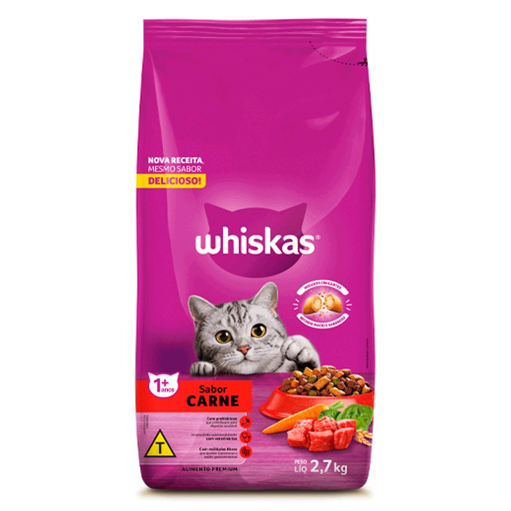 Ração Whiskas Gatos Adultos Carne