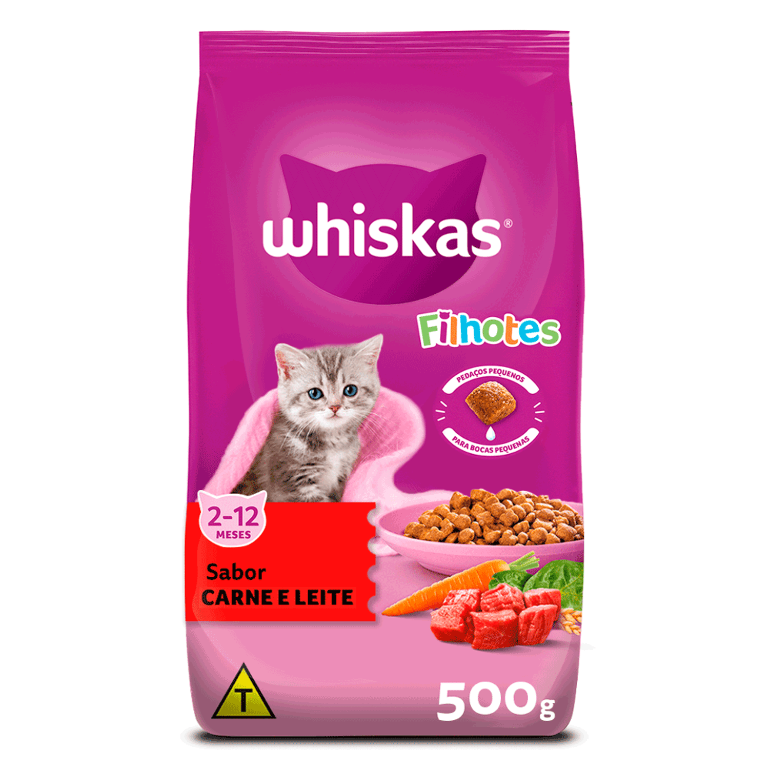 Ração Whiskas Gatos Filhotes Carne e Leite 500g