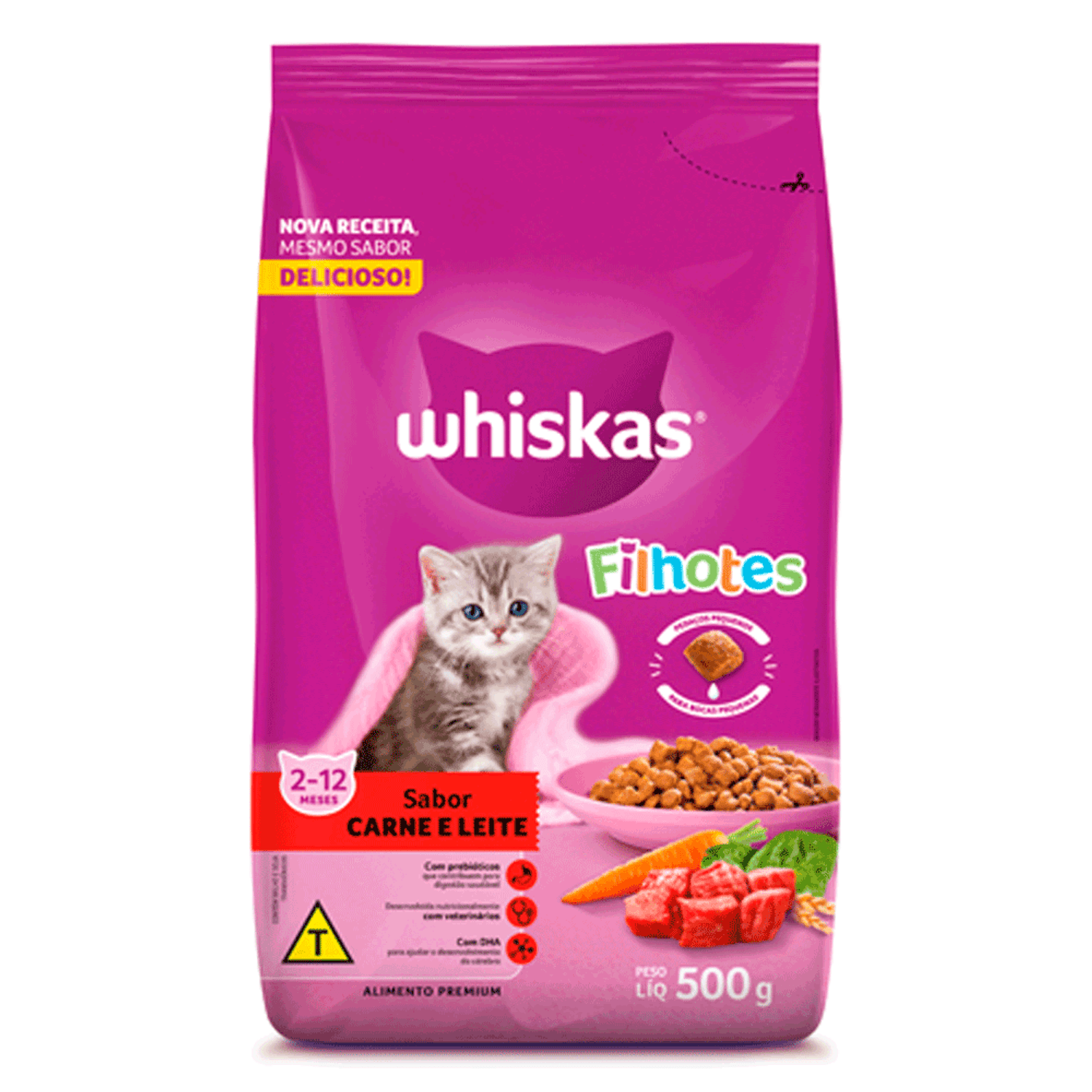 Ração Whiskas Gatos Filhotes Carne e Leite