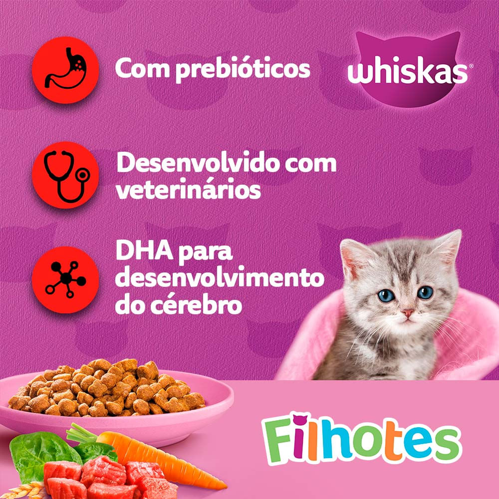 Ração Whiskas Gatos Filhotes Carne e Leite