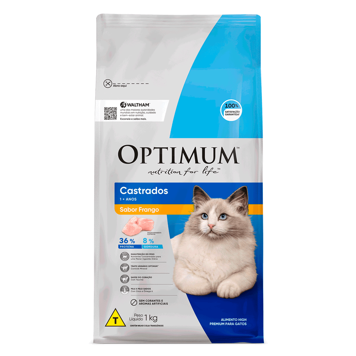 Ração Optimum para Gatos Adultos Castrados Frango