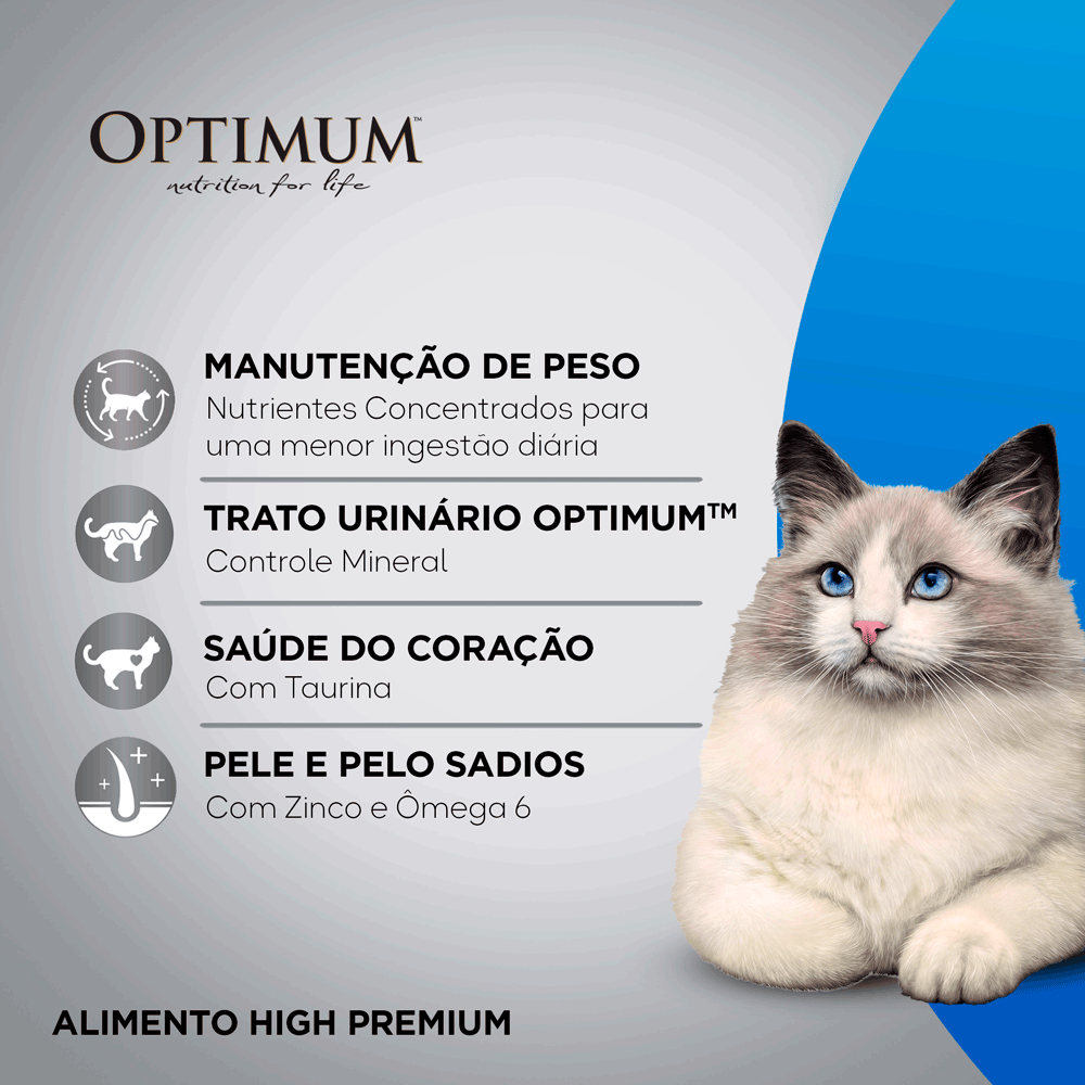 Ração Optimum para Gatos Adultos Castrados Frango