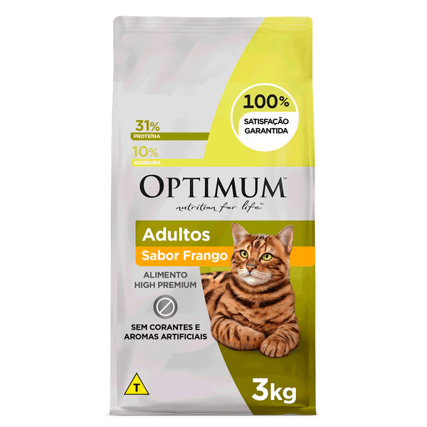 Ração Optimum para Gatos Adultos Frango 3 kg