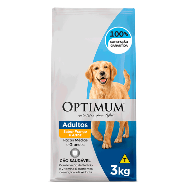 Ração Optimum para Cães Adultos Raças Médias e Grandes Frango e Arroz 3 kg