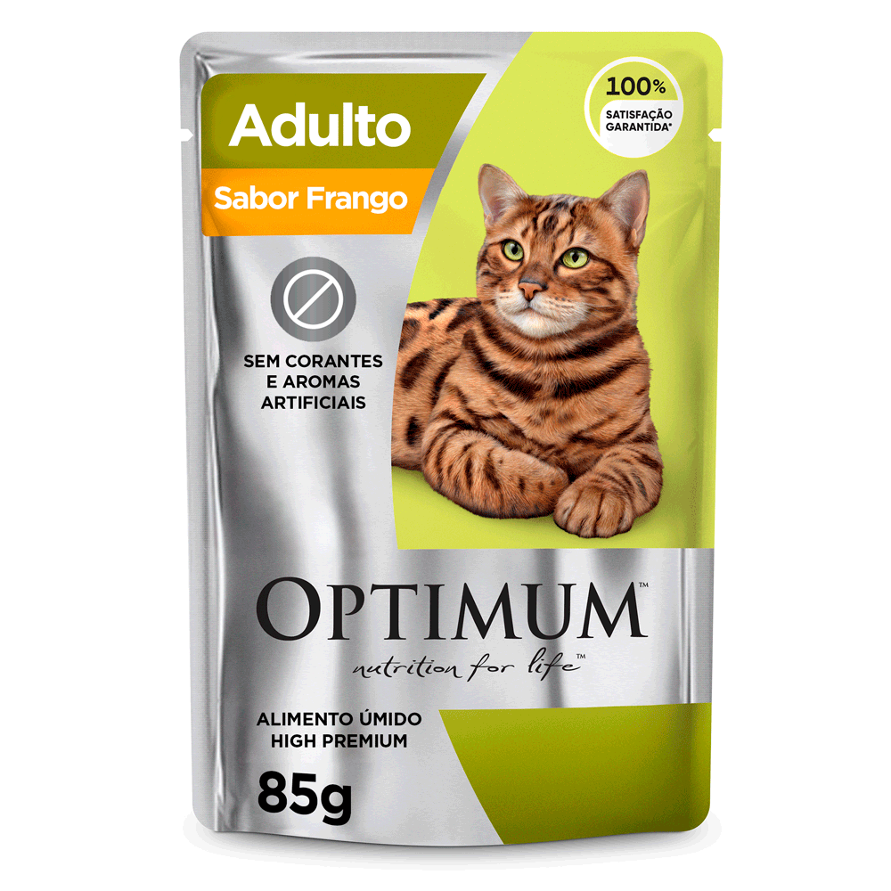 Ração Úmida Optimum Sachê Gatos Adultos Frango