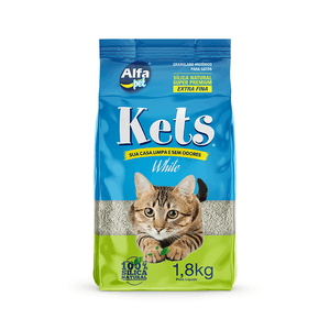 Granulado Higiênico Kets White Sílica Natural Extra Fino - 1, 8 kg