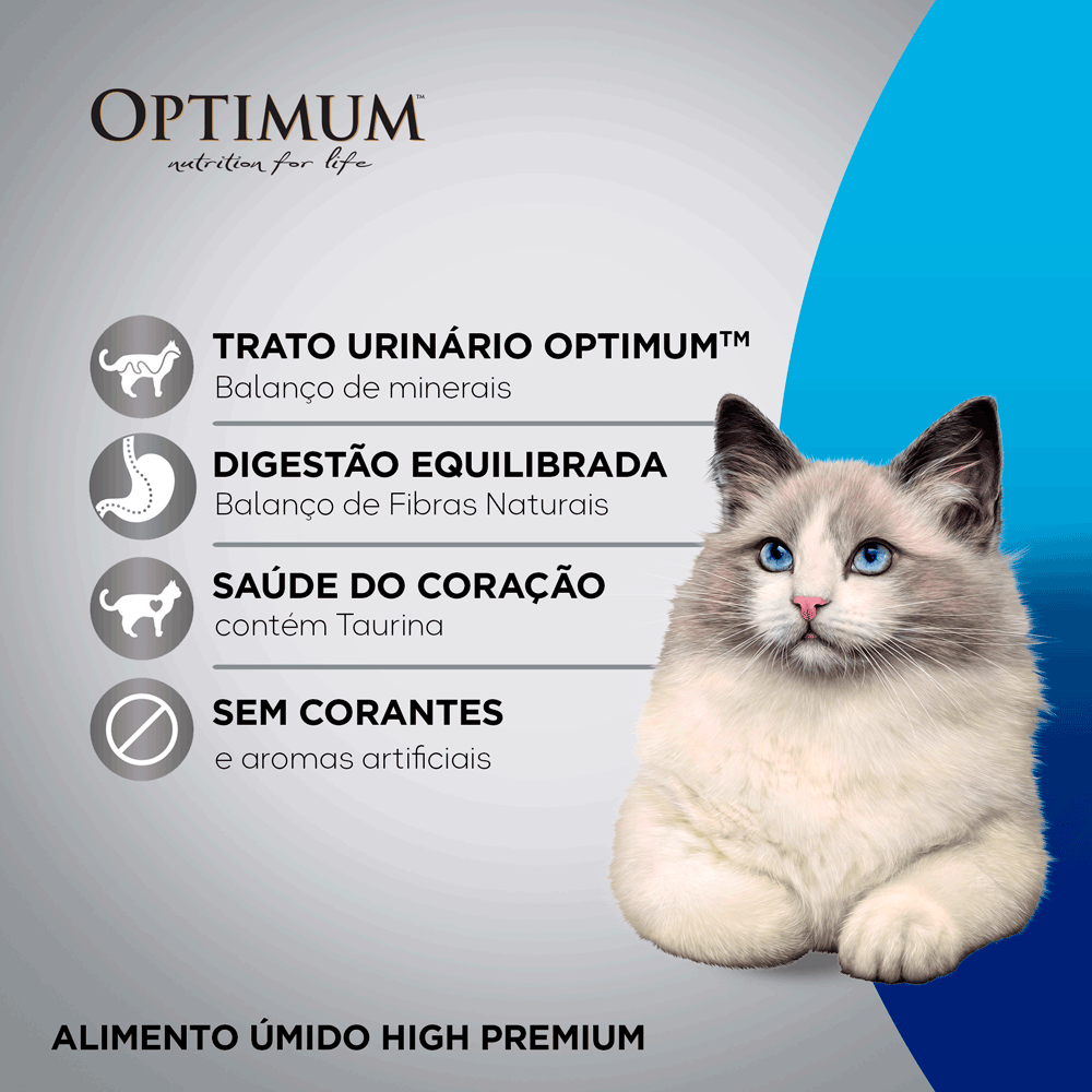 Ração Úmida Optimum Sachê Gatos Adultos Castrados Frango