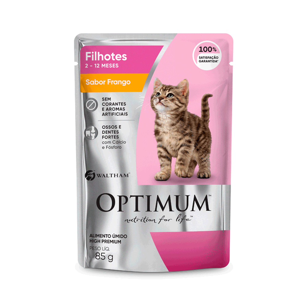 Ração Úmida Optimum Sachê Gatos Filhotes Frango Ração Úmida Optimum Sachê Gatos Filhotes Frango