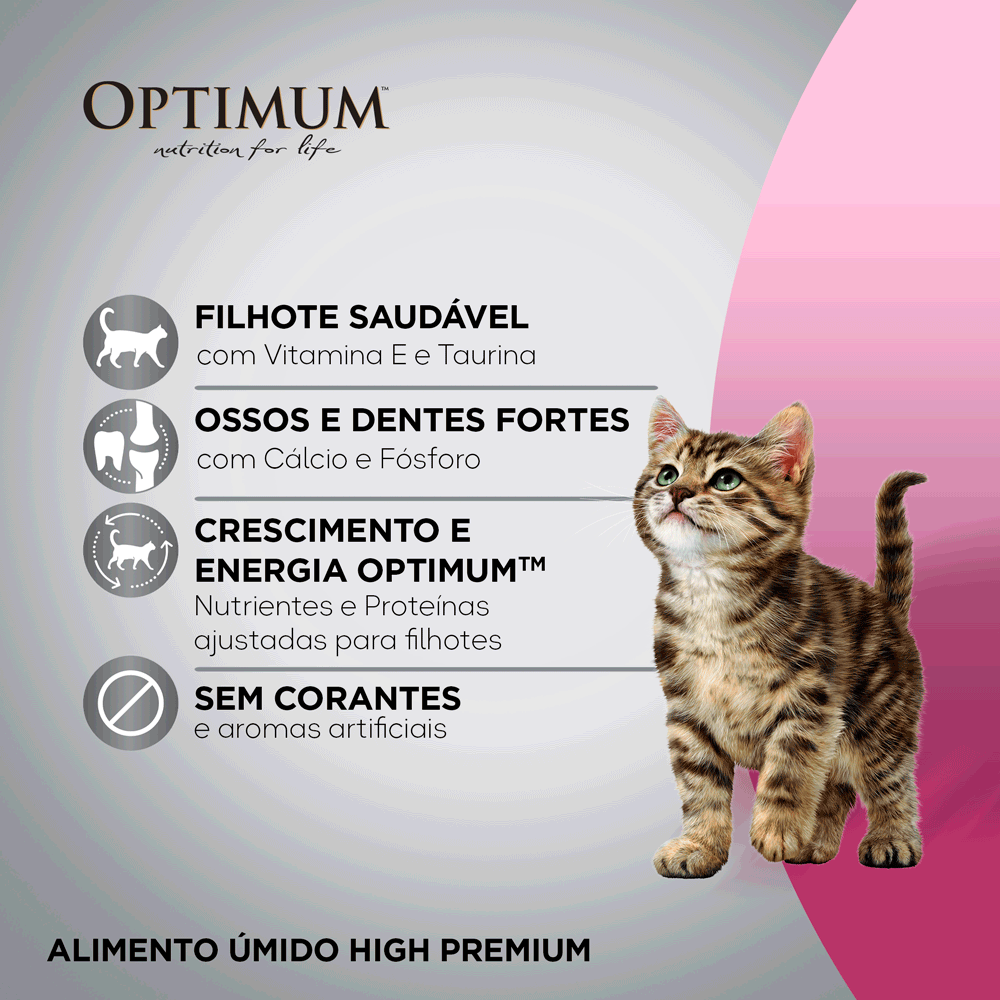 Ração Úmida Optimum Sachê Gatos Filhotes Frango
