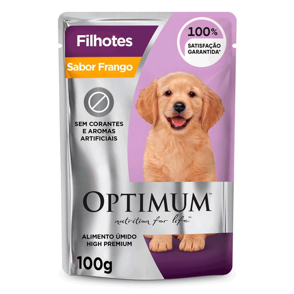 Ração Úmida Optimum Sachê Cães Filhotes Frango