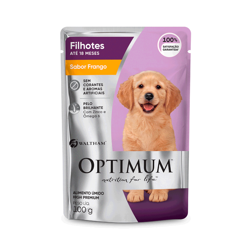 Ração Úmida Optimum Sachê Cães Filhotes Frango