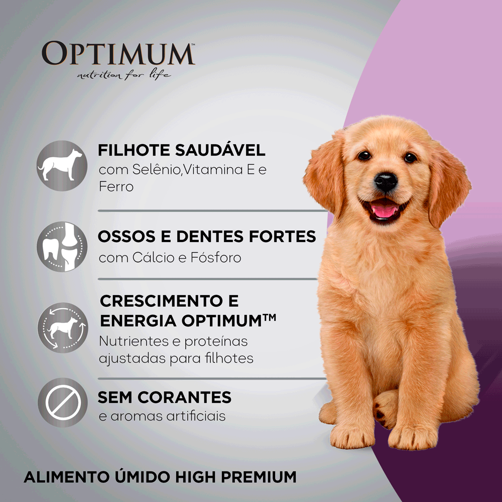 Ração Úmida Optimum Sachê Cães Filhotes Frango