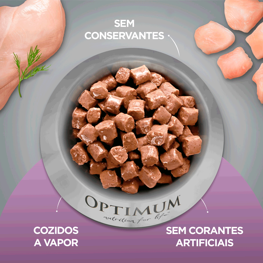 Ração Úmida Optimum Sachê Cães Filhotes Frango