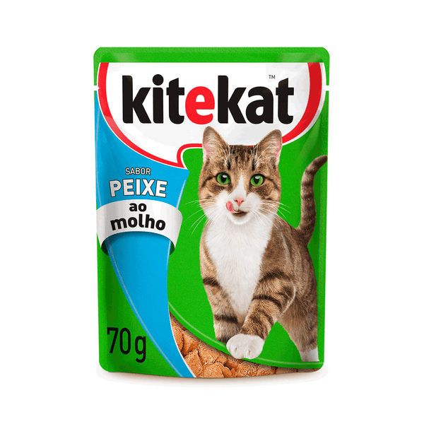 Ração Úmida KiteKat Sachê para Gatos Adultos Peixe ao Molho 70 g