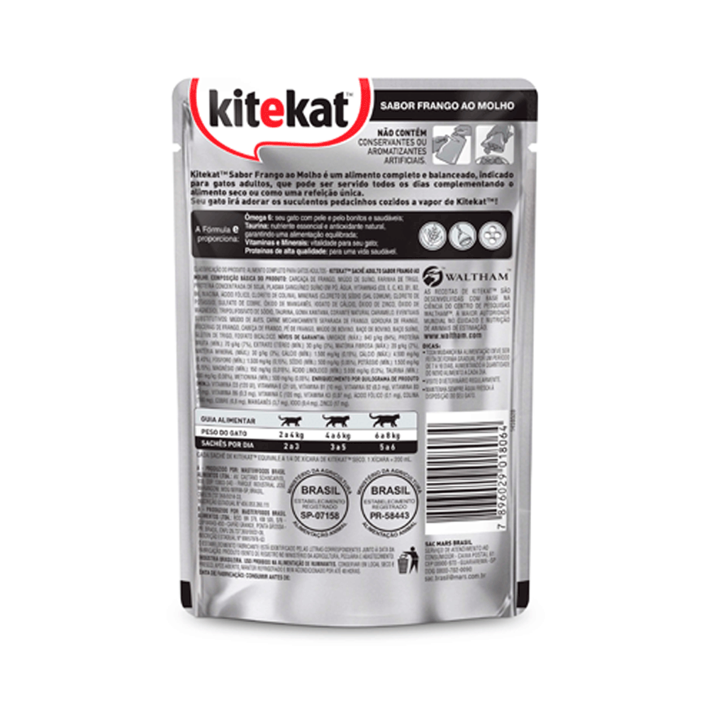 Ração Úmida KiteKat Sachê para Gatos Adultos Peixe ao Molho