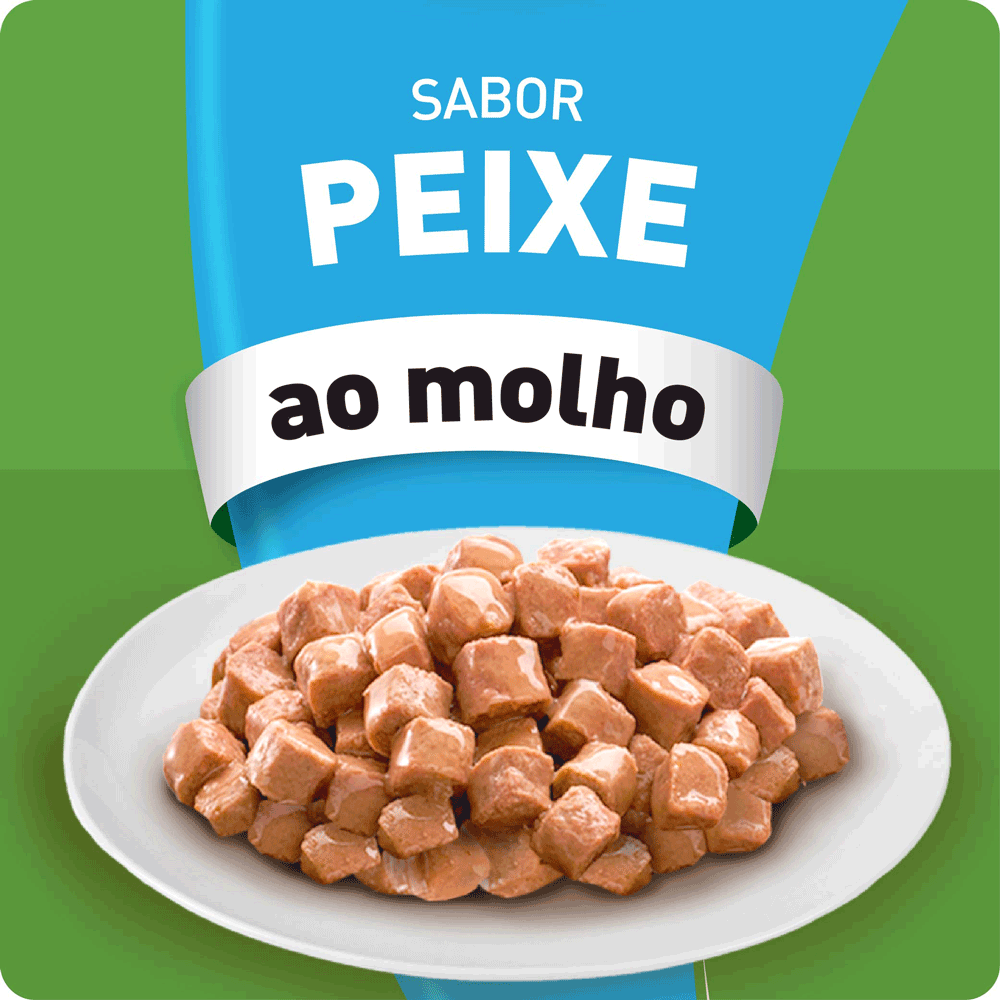 Ração Úmida KiteKat Sachê para Gatos Adultos Peixe ao Molho