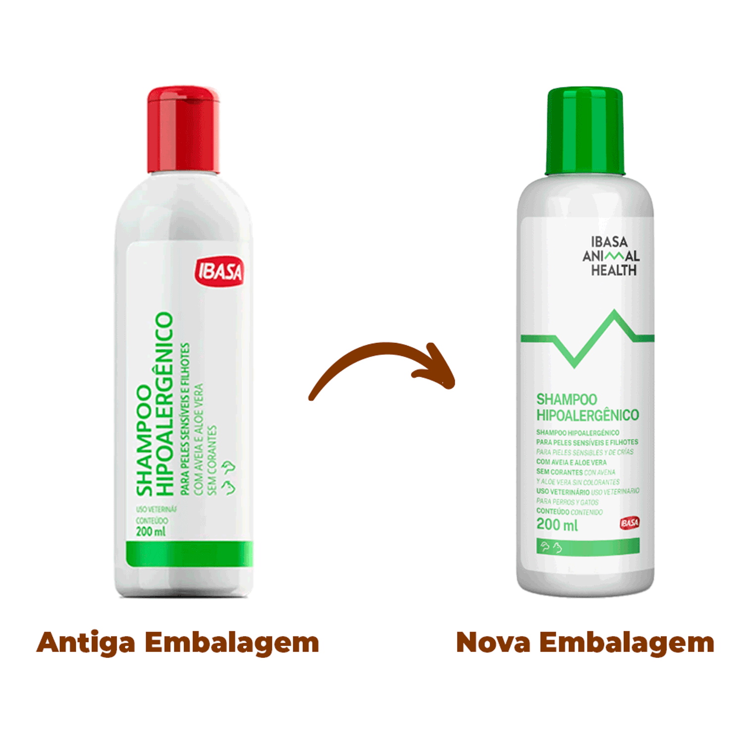 Troca de Embalagem do Shampoo Hipoalergênico Peles Sensíveis e Filhotes Ibasa