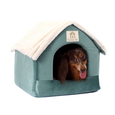 Casinha-Chic-para-Caes-e-Gatos-Bichinho-Chic-Verde--com-pet-dentro-3
