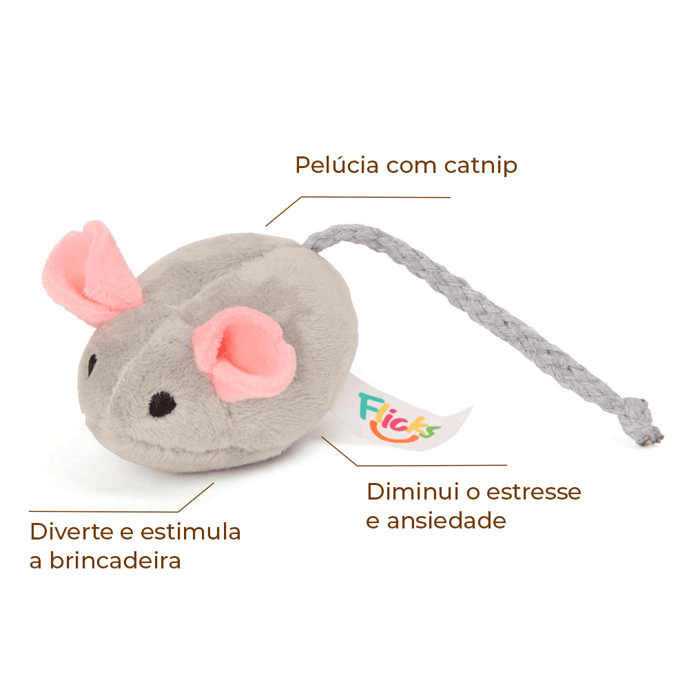 Brinquedo Pelúcia Rato com Catnip Flicks