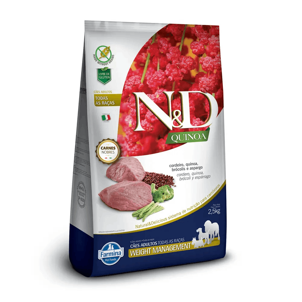 Ração N&D Quinoa Cães Adultos Weight Cordeiro