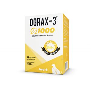 Ograx-3 1000mg para Cães e Gatos Avert - 30 cápsulas