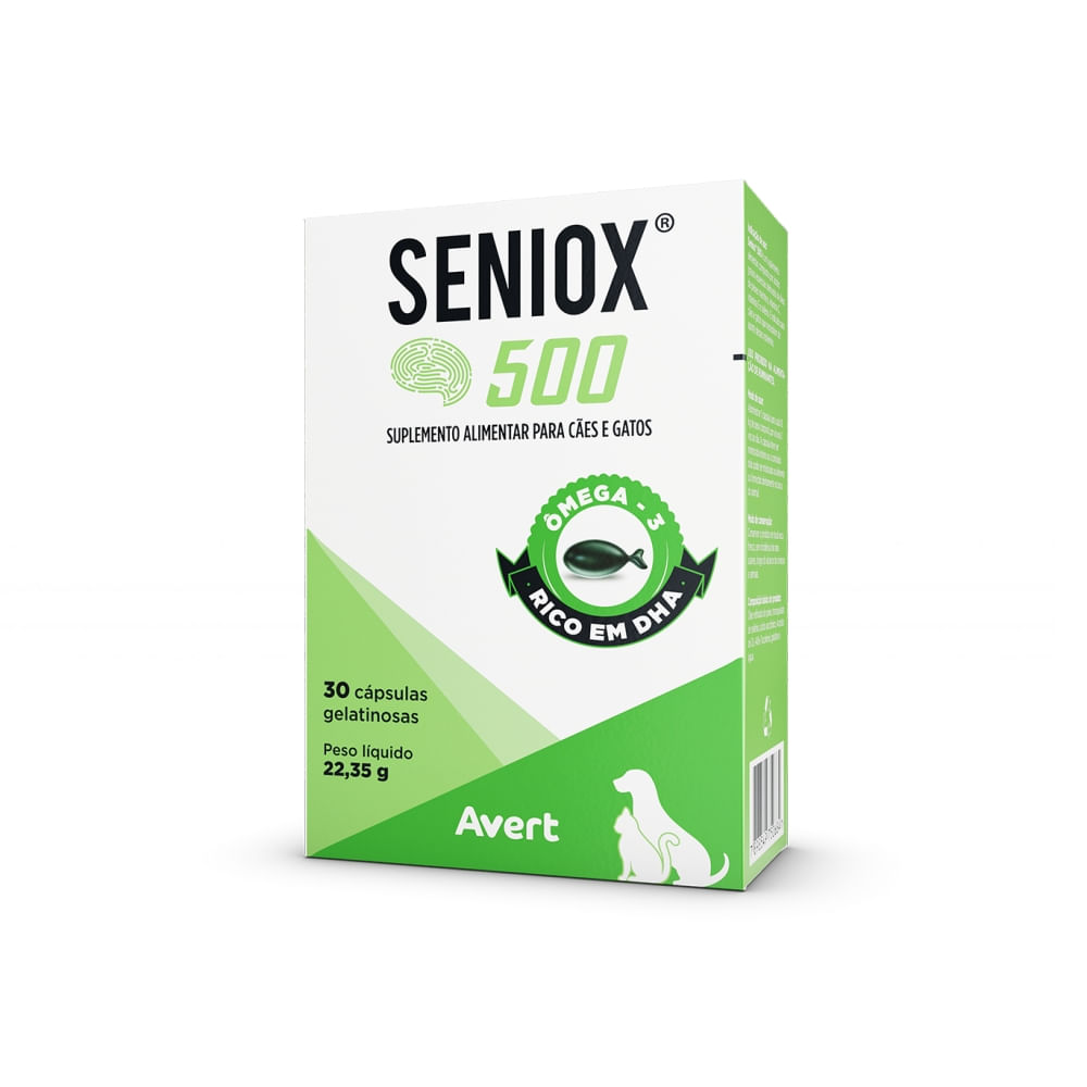 Suplemento Alimentar Seniox 500 mg para Cães e Gatos