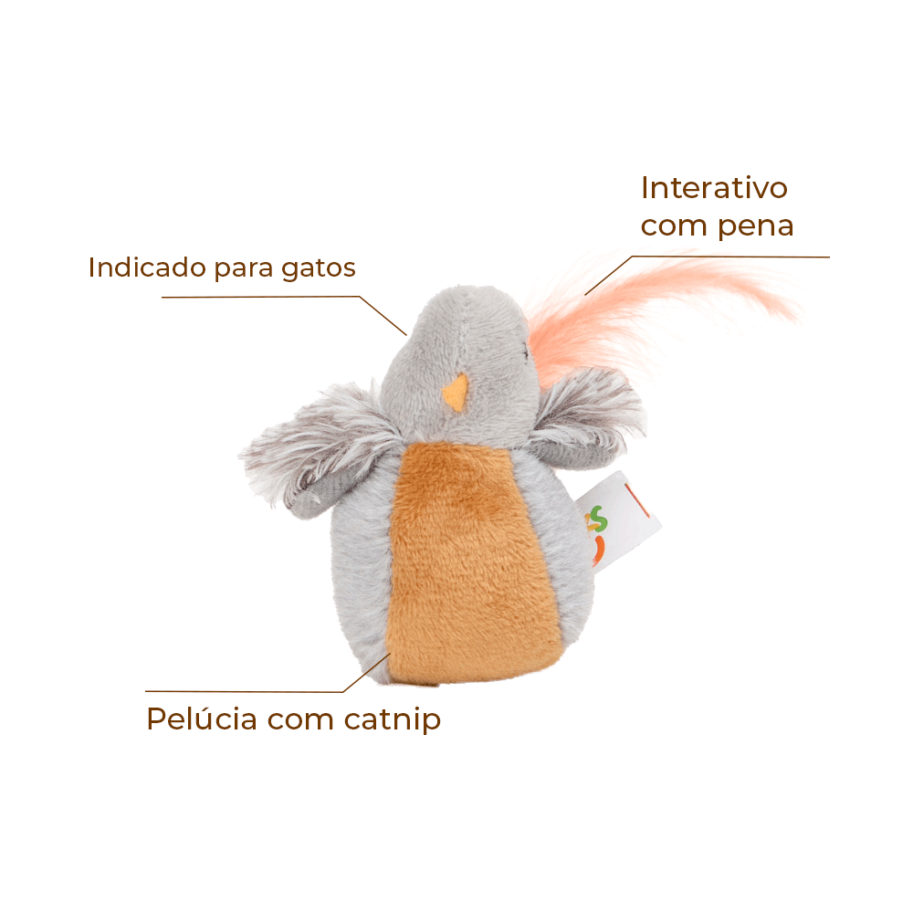Brinquedo Pelúcia Pássaro com Catnip Flicks
