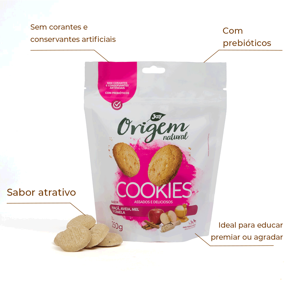 Petisco Cookies Origem Natural Cães Maçã Com Canela | Cobasi