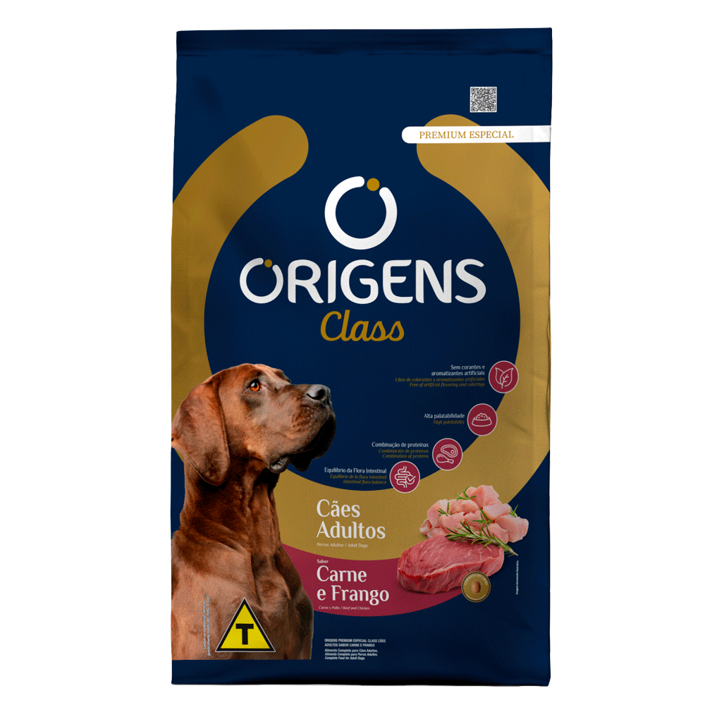 Ração Origens Class Cães Adultos Carne e Frango