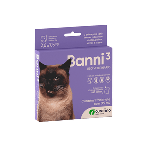 Banni 3 Antipulgas para Gatos de 2,6kg a 7,5kg - 0,9 ml