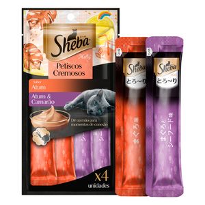 Petisco Cremoso Sheba para Gatos Atum e Atum com Camarão - 48 g
