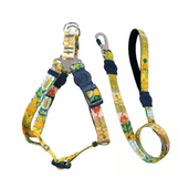 Peitoral e Guia Tropical Abacaxi São Pet Amarelo