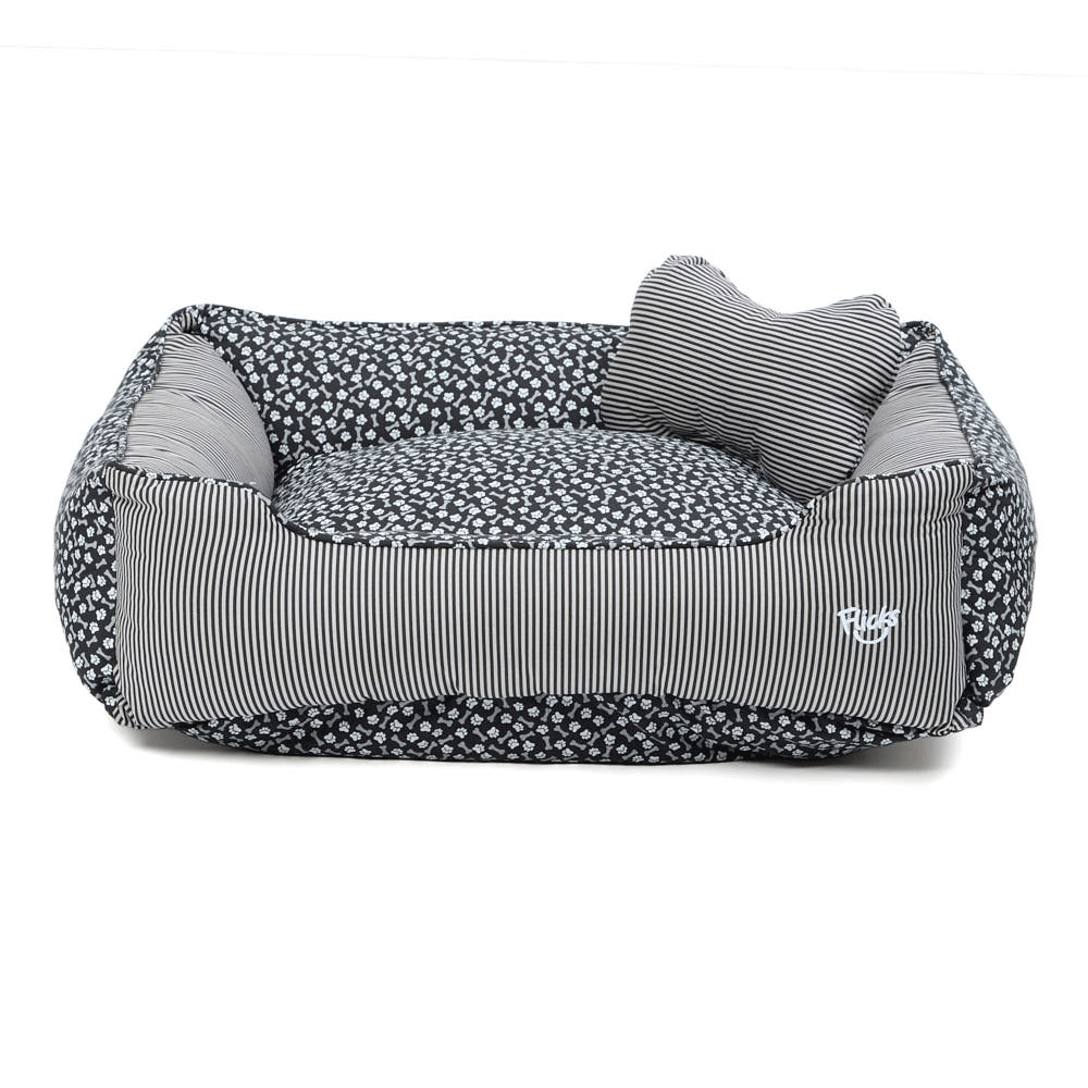 Cama Flicks Ossinho Preta para Cães e Gatos