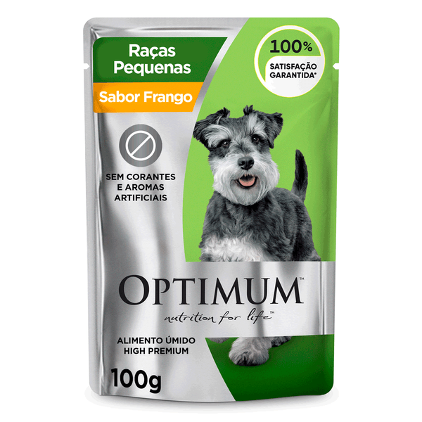 Ração Úmida Optimum Sachê para Cães Adultos Raças Pequenas e Minis Frango 100 g