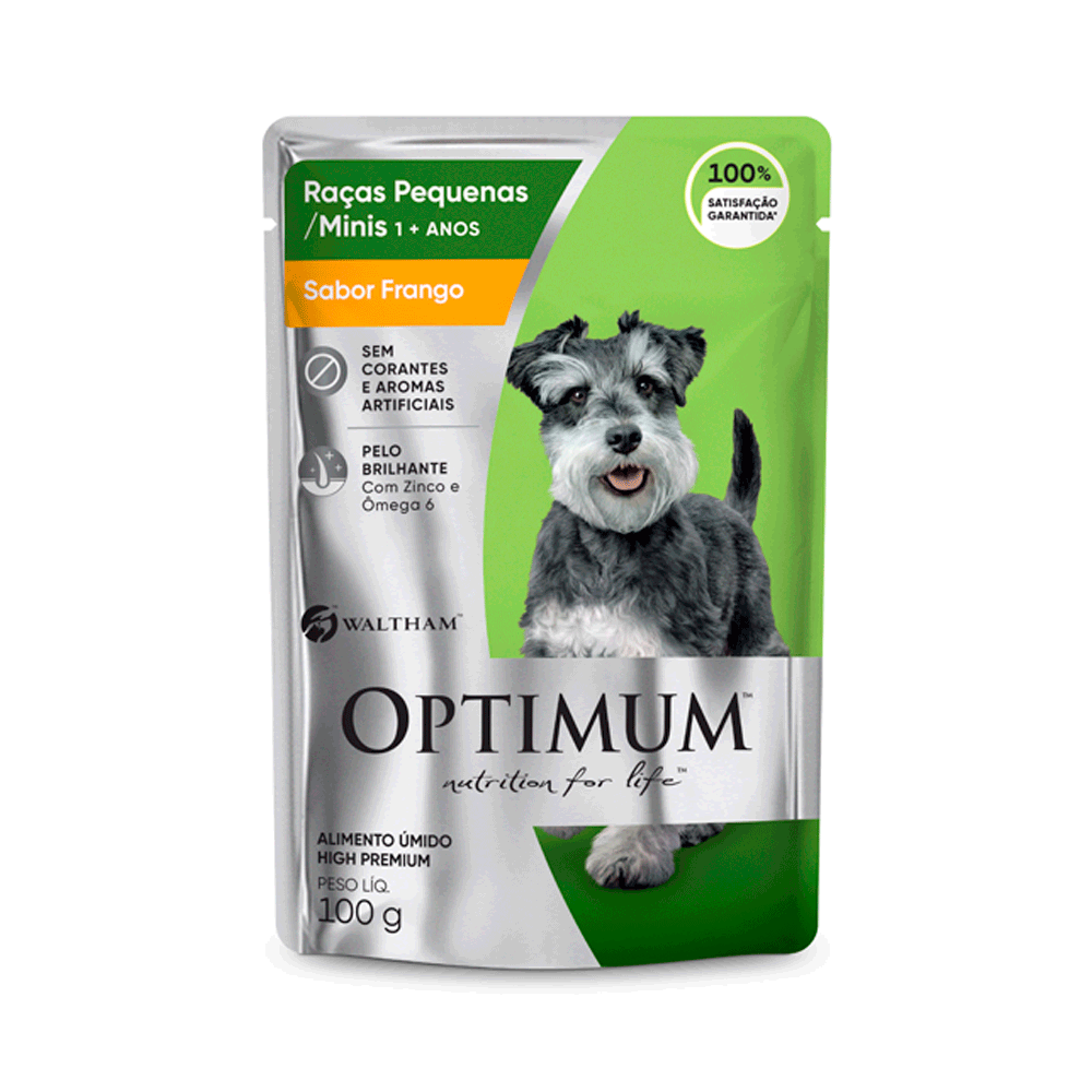 Ração Úmida Optimum Sachê para Cães Adultos Raças Pequenas e Minis Frango Ração Úmida Optimum Sachê para Cães Adultos Raças Pequenas e Minis Frango
