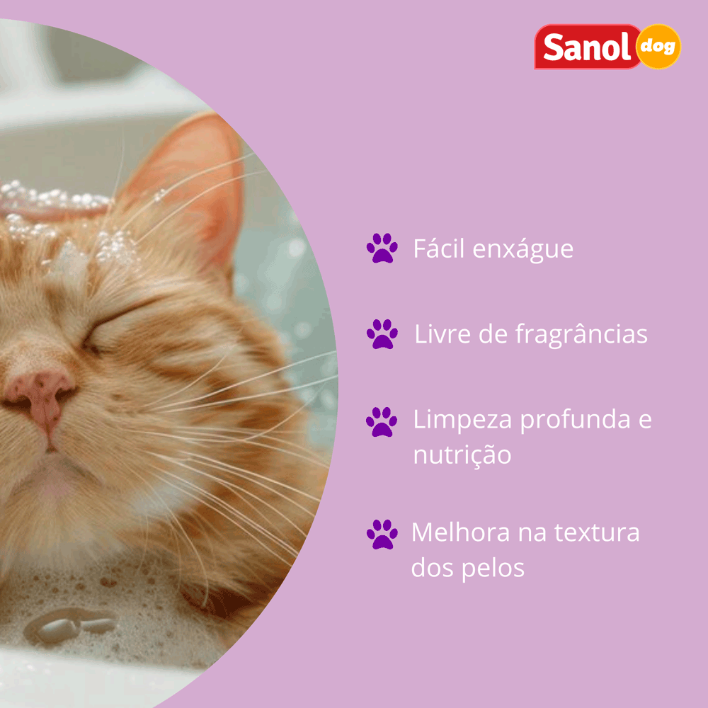 Shampoo para Gatos Sem Perfume Sanol