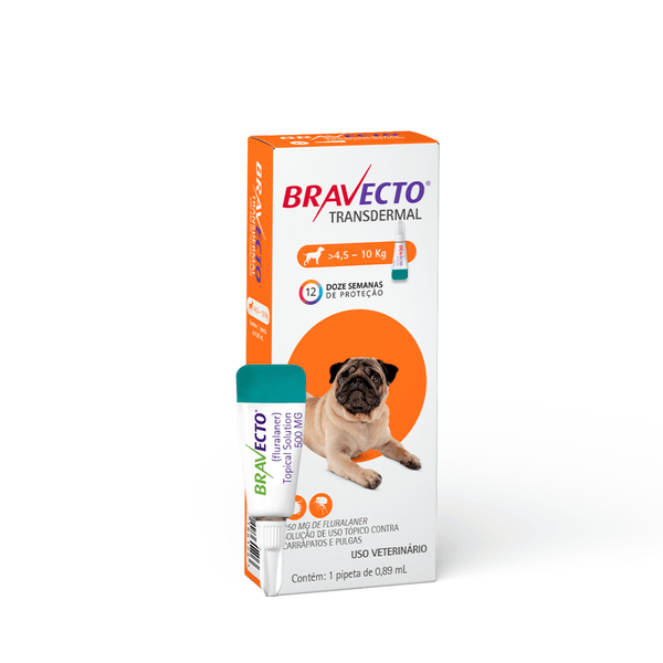 Antipulgas Bravecto Transdermal Cães 4,5 a 10kg 250 mg