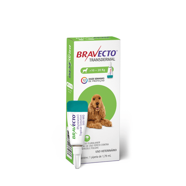 Antipulgas Bravecto Transdermal Cães 10 a 20 kg 500 mg