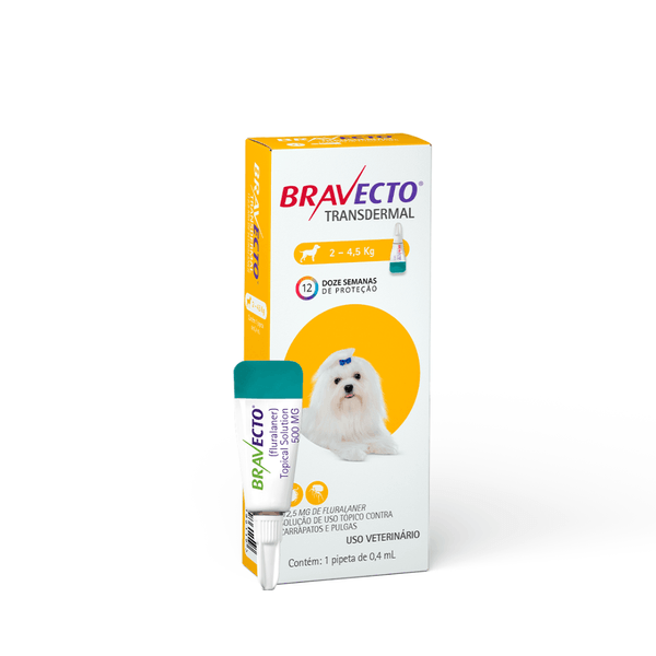 Antipulgas Bravecto Transdermal Cães 2 a 4,5 kg 112,5 mg