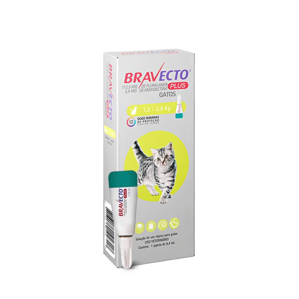 Antipulgas Bravecto Plus Gatos 1,2 a 2,8 kg
