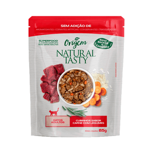 Ração Úmida Origem Natural Tasty Gatos Adultos Carne com Legumes - 85 g