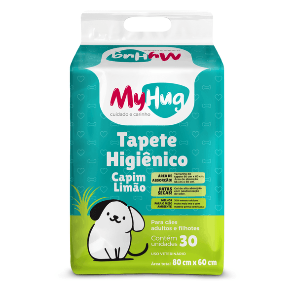 Tapete Higiênico MyHug Capim Limão 80x60cm 30 unidades