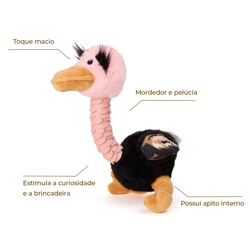 Brinquedo Mordedor Pelúcia Avestruz Jambo Pet